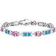 CiNily Ladies Fire Opal Bracelets 14K White Gold Plated Tennis Bracelet Women Jewelry Gift Gemstone Bracelet