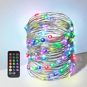 1つのライトで12色! - 多色 発光 LED イルミネーションライト 10m 100球 極細ストレート USB給電式…