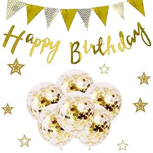 誕生日 飾り付け Babiejoy(15点セット)ガーランド バースデー 飾り セット かざりつけ 一歳 ゴールデン