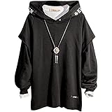 Amazon Isome パーカー メンズ 無地 冬服 トレーナー 秋服 カジュアル フェイクレイヤード 長袖 おしゃれ ネックレス付 トレーナー パーカー 通販