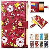 Galaxy A41 SC-41A SCV48 用 ケース カバー 手帳型 手帳型ケース SC41A SC-41Aケース SC-41Aカバー SCV48ケース SCV48カバー SC41Aケース SC41Aカバー 手帳ケース スマホケース おしゃれ花刺繡 レッド