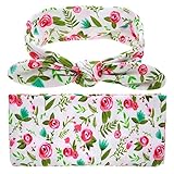 5 #新生児赤ちゃんヴィンテージFloral Bow Knot HeadbandおくるみブランケットBurp Wrapped小道具