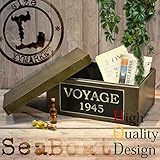 Sea Boat-シーボート アンティーク風蓋付きボックス*ツールボックス*箱*工具入れ*ガーデニング*お洒落収納*シャビー家具*シャビー雑貨*北欧*レトロ*モダン*1207/L