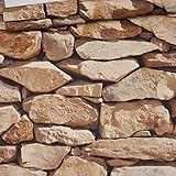 Blooming壁3d Faux Vintage Stone Textured壁壁画壁紙バスルームキッチンリビング寝室用、Lサイズ、57 Square Ft /ロール