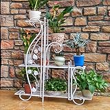 フラワーラック鍛鉄多段屋内バルコニーリビングルーム多目的グリーンディルミートポットラック レインボーフラワースタンド (色 : 白, サイズ さいず : 65*27*76.5 cm)