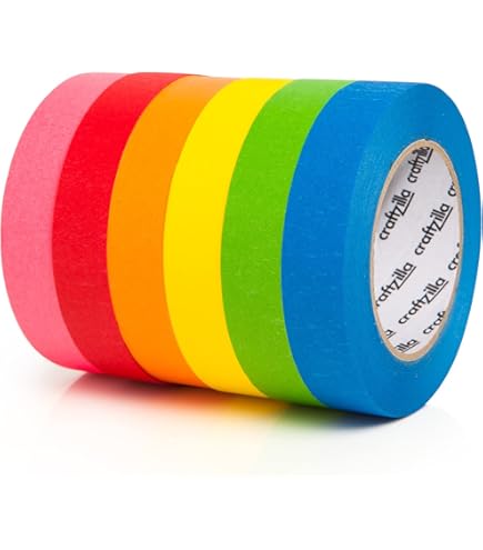 2 Inch Wide Colored Masking Tape - 5 Color Set For Crafts & Labeling