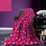 smallbeefly Luau Throw Blanket Palm Tree Leaves with Hibiscus花びら従来のアイコンエキゾチックビーチIllustration暖かいマイクロフ