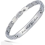 Elegant Surgical Grade Steel Womens Inspirational Quote Mantra Bracelet, Many Styles