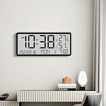 壁掛け デジタル 時計 大型 曜日 日付 温度 アラーム 置時計 p06-20a 大型 デジタル 時計 壁掛け 置き時計 36cm×15cm 日本語説明書