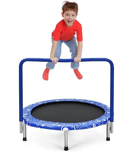 Amazon | COSTWAY トランポリン 子供用 補助手すり付き 直径92cm 耐