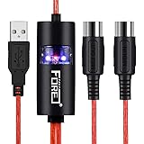 FORE USB IN-OUT MIDI Interface Converter/Adapter with 5-PIN DIN MIDI Cable for PC/ Laptop/ Mac Color Red