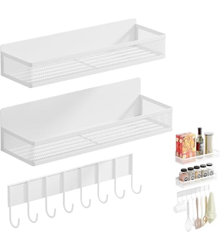 キッチンラック マグネット 調味料ラック 大小 2個セット ホワイト 調味料ラック 2段 隠せる 調味料 引き出し キッチン収納 隙間収納 調味