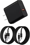 タイプc 充電器 USB Type-C 充電器 PD20W急速充電対応 USB-A & Type-C コンセント式電源アダプター 2ポート搭載 iPhone 17air/pro max/16/15/14/13/SE3 iPad、Android/タブレット (b黒2m2m, 20w)