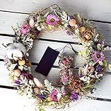 英国リバティプリントのベアー付きフラワーリース　ピンクベアー　ドライフラワー　バラ　ギフト