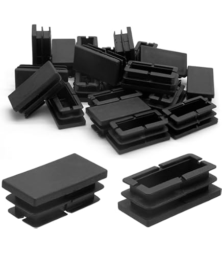 Uxcell 4-Pack Square Black Plastic Chair Leg Caps – 20mm X 40mm Tube Inserts, Protects Floors From Scratches
