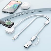 Amazon.co.jp: 【2024 MFi認証】2in1 アップルウォッチ 充電器 2イン1  