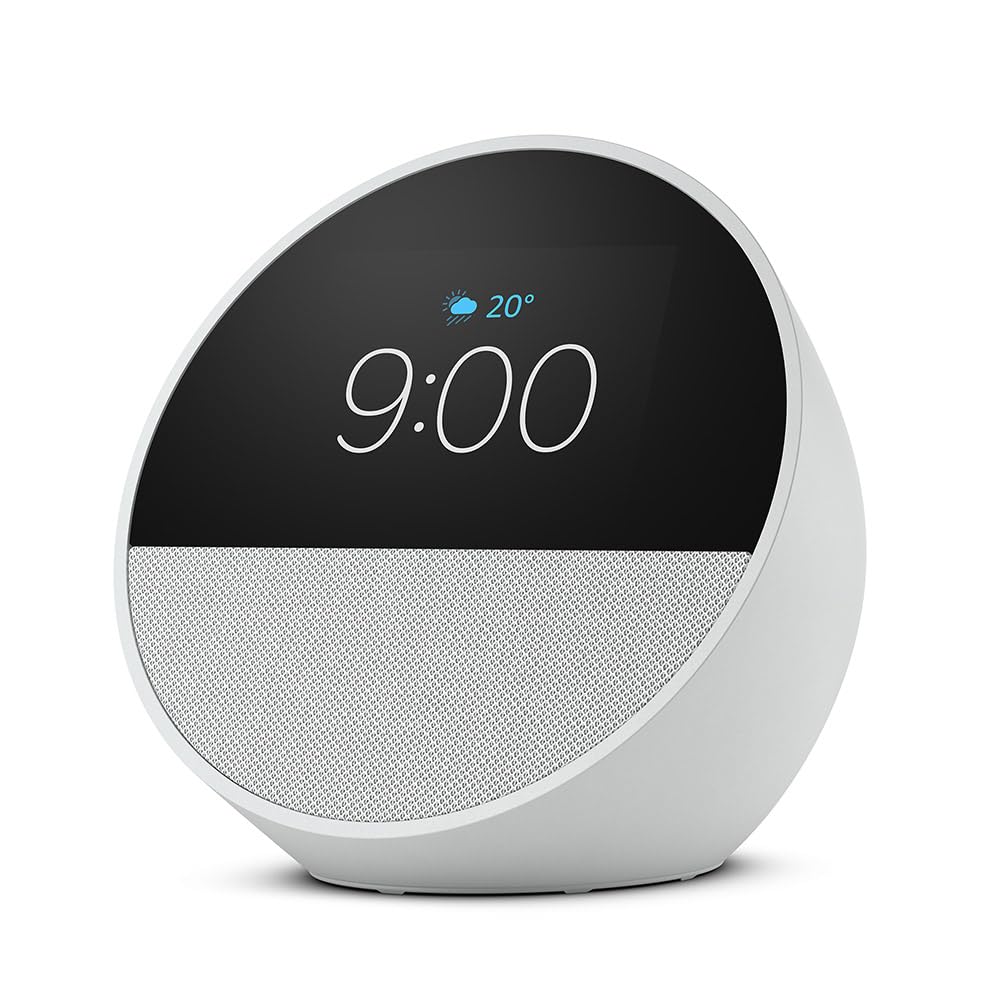 Amazon Echo Spot(2024年発売) - スマートアラームクロック with Alexa、鮮やかなサウンド | グレーシャーホワイト
