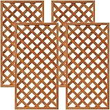 天然木製 格子ラティス 60cm×120cm×35mm 4枚セット ライトブラウン WLL-6012