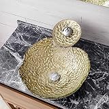 HomeLava 洗面ボウル 洗面ボール 手洗い器 洗面化粧台 手洗い鉢トイレ 華麗系洗面ボ-ル 手洗いボウルセット 洗面ボウル おしゃれ 洗面ボウル ガラス 彩色上絵洗面ボウル＆蛇口セット 浴室用 キッチン用 強化ガラス製 排水金具と蛇口付き（自由形）