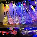 LEDソーラーストリングライト Kitclan ソーラーイルミネーションライト 30球 水滴 防水 自動ON/OFF クリスマス 新年 ガーデン/パーティ/室外など飾りライト 6m