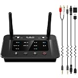 1Mii Bluetooth トランスミッター オーディオ レシーバー ブルートゥース 5.3 送受信機 、テレビ アンプ 用、AUX 光デジタル RCA USB AAC aptX LL 低遅延 aptX HD classic 対応、二つイヤホン/ヘッドホン同時接続 音量調整可能 ぶるーとーす送信機 受信機 バイパス 一台三役 電波法技適マーク取得済み B03 (黒-小)