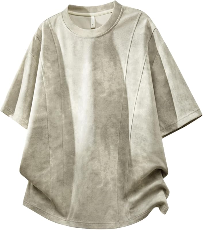 foveitaa Men's Summer Tie Dye T-Shirt, Short Sleeve, Cooling Sensation, Ice Silk, Cooling, Large Size, Loose, Sweat Absorbent, Quick Drying, Thin, Breathable, Comfortable, Casual, Simple, Stylish