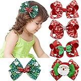 Play Tailor 　リボンヘアピンクリスマス　お祭り　髪飾り　女の子　ヘアクリップ　ヘアアクセサリー　サンタクロス　赤緑白　かわいい　髪留め　ヘアバンド　5点セット