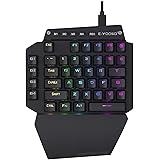 e元素片手ゲーミングキーボード44キー 赤軸メカニカルキーボード USB有線コンパクト設計 RGB発光LEDバックライト付き フルプログラム可能 LOL/PUBG/Fortnite/Wow/Dota/OW対応の片手ゲームキーボード (赤軸ーブラック)