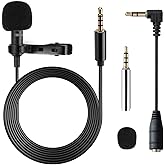 Lavalier Microphone, Gyvazla Professional Grade Omnidirectional Lapel Mic with Easy Clip on System, Perfect for Recording Int