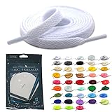 [NODC] 靴紐 シューレース 平紐 100cm/120cm/140cm/160cm スニーカー用 メンズ レディース 43色 カラフル 替え紐 (140㎝, ホワイト)