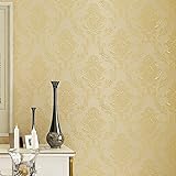 Cheerhuzz European 10 MゴールドダマスクTextured Embossed wall paper Modern Luxury立体3d不織布フロック加工壁紙ロールホームデコレーショ