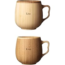Amazon.co.jp: 名入れ RIVERET 竹製 カフェオレマグ マグカップ ペア 