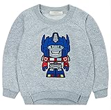 PANCY 子供服 春秋 長袖 Tシャツ トレーナー 丸い襟 キッズ 男の子 女の子 ベビー 綿 おしゃれ カジュアル ファッション 可愛い ロボット プリント 4色