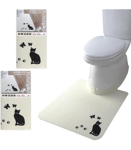 トイレマット 新品 セット４点 アイボリー 白 ネコ キャット 吸着タイプ Amazon｜トイレマット セット 4点 ねこ ウォシュレット 猫