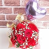 　高岡大仏前花金 ハートバルーン紫　金リボンアレンジ　(新agt金リボン　ハ紫)　バルーン　アレンジメント　【感謝価格 人気NO.1！豪華赤バラ入り】　敬老の日　誕生日　ギフト　結婚記念日　結婚祝い　