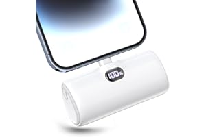 【2024新春登場・LCD液晶残量表示】モバイルバッテリー 小型 軽量 iphone MFi正規認証 5000mAh 大容量 Lightningコネクター内蔵 コードレス 充電ケーブル不要 急速充電 安全設計 回路保護 スマホ充電器 携帯充電器 機内