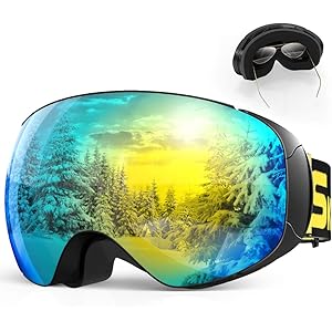 SKEY スキーゴーグル スノーボード ゴーグル ダブルレンズ 100%UVカット 曇り止め 180°広視野 レンズ着脱…