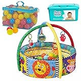 Playgro infant-to-toddlerアクティビティネストジムセンターBall Pit for赤ちゃん、幼児、または幼児用132カラフルボールと低刺激性ベビーワイプ、バンドル