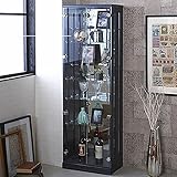 コレクションケース 木製 段差式 エスカーラ ハイタイプ(高さ160㎝) ガラスコレクション ガラスケース 収納 飾り棚 フィギュアケース コレクションボード コレクションラック (ハイタイプ【黒】)