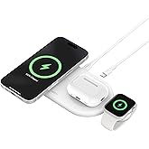 Belkin 3 in 1 Qi2ワイヤレス充電器 Qi2公式認証/MagSafe対応 iPhone 16/15/14/13/12/Qi2対応スマートフォン(最大15W高速充電) AirPods/ワイヤレス充電対応イヤホン(5W充電) Apple W