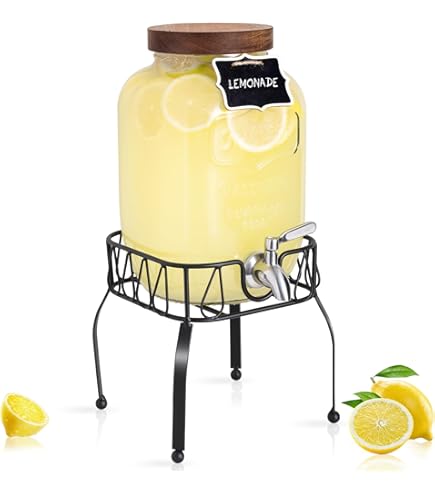 Style Setter Glass Beverage Dispenser With Stand (Set Of 3), 1.5 Gallon Glass Beverage Dispenser With Stand & Spigot, Party Drink Dispenser For Lemonade, Punch, Water, Juice Dispenser For Parties - View #8