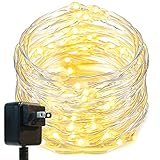 オークリーフLEDストリングライト、33 ft 100 LED Starry装飾ライト寝室、ウェディング、パティオ、ゲート、パーティー、UL認定3 V電源アダプタ、暖かいホワイト