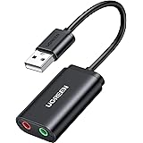 UGREEN USB オーディオ 変換アダプタ 外付け サウンドカード USB 3.5mm ミニ ジャック ヘッドホン・マイク端子 PS5 PS4,MacBook,Mac Mini,iMac,Windows PCなどに最適 ブラック