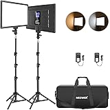 NEEWER LED Video Lighting Kit with 70inch Light Stand， 2-Pack 384 LED Soft Video Light， Built-in Lithium Battery 3200K-5600K 