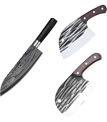 Amazon | 中華包丁 円頭手打ち鍛造包丁 木製ハンドル 円頭刀 中華包丁