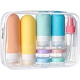 Depoza 16 Pack Travel Bottles Set - TSA Approved Leak Proof Silicone Squeezable Containers for Toiletries, Conditioner, Shamp