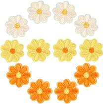 創作アップリケ　黄花 フラワー ワッペン 刺繍 アイロン接着 3枚セット 縦2.9cm×横3cm