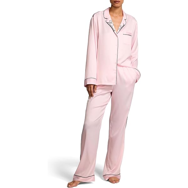 Amazon | Victoria's Secret サテンパジャマセット、半袖ボタンダウン