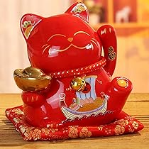 専用●福招き猫＊招き猫/赤★セール★ 招き猫 l 福づくし 小 右手 瀬戸焼 日本製 ネコ ねこ まねき猫