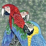 High Quality BD-2080 8 by 8-Inch Three Parrots with Grey Background Ceramic Art Tile